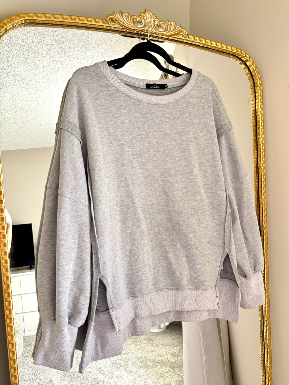 Heather Gray Boxy Oversized Crewneck Sweatshirt